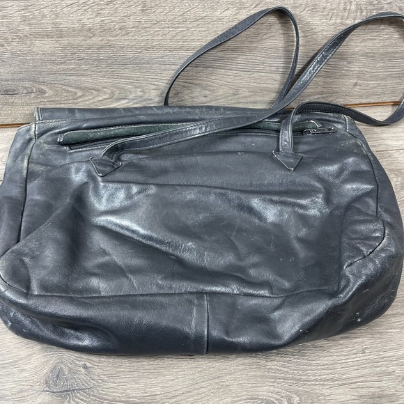 VTG Libaire California Bag Black Soft Leather Cross Body Flap Satchel Brief Case - Picture 9 of 16